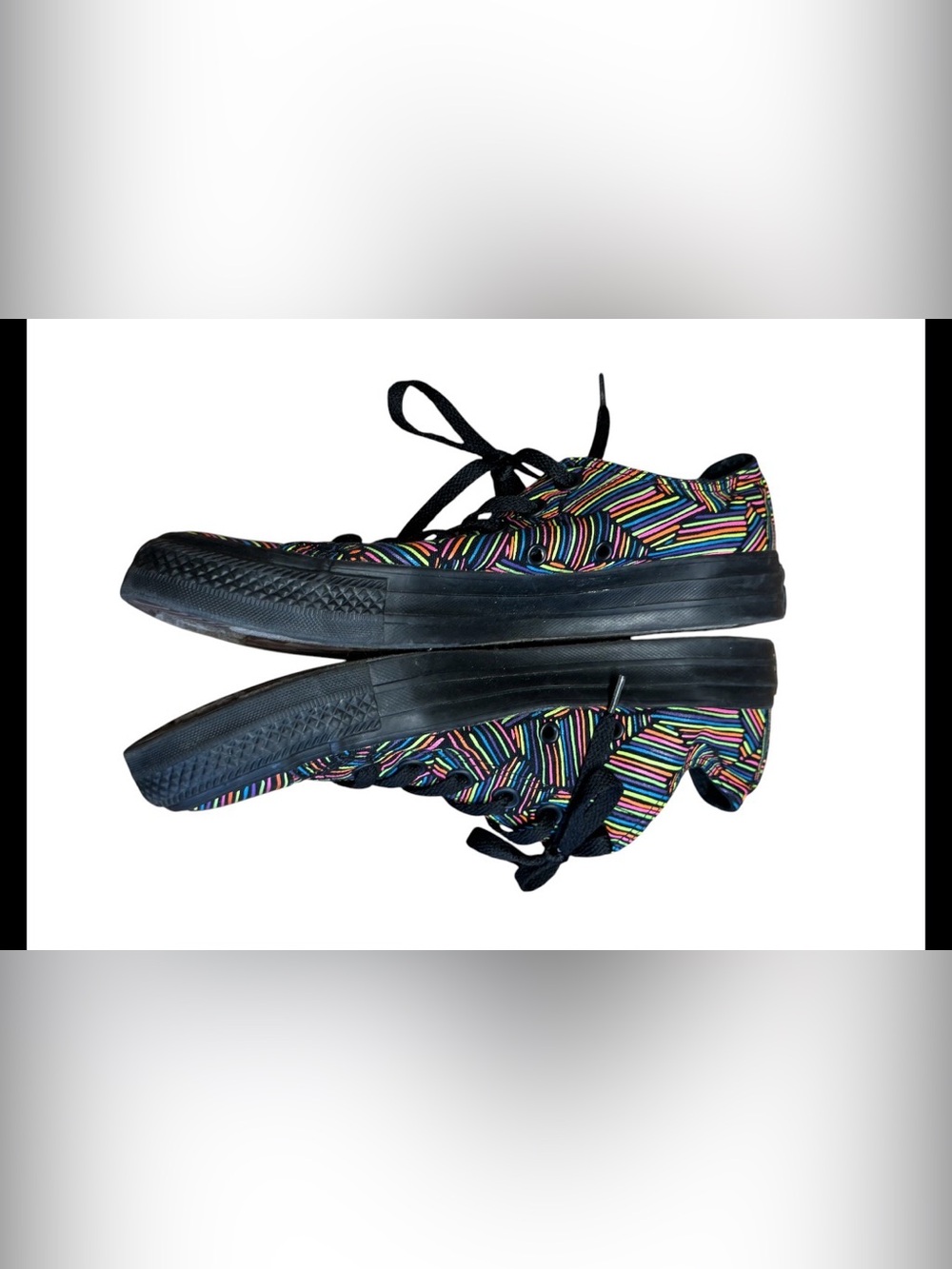 Converse Low Sneakers 154868F Neon Scratch Print Size Mens 6 Womens 8 - Picture 5 of 8